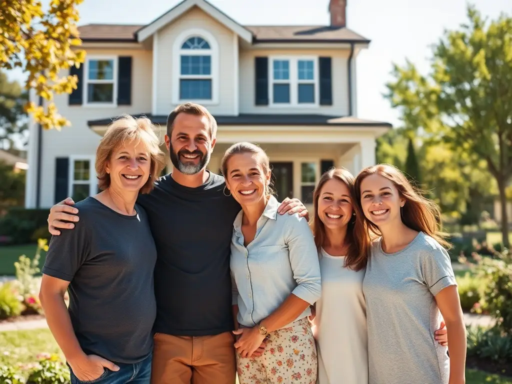 A photograph depicting a well-maintained property leased through a council leasing program, showing a family happily residing in a comfortable and secure home.